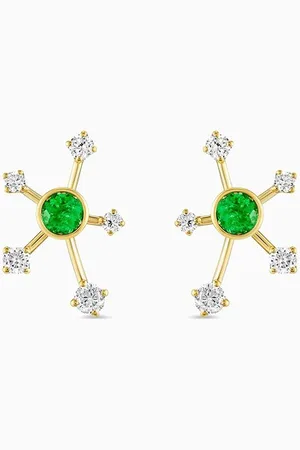 Fergus James Galaxy Colombian Emerald Diamond Studs in 18kt Gold