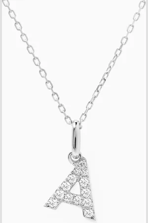 Fergus James A Letter Diamond Necklace in 18kt White Gold