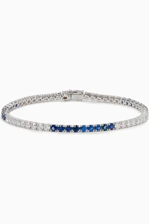 Fergus James Diamond & Sapphire Tennis Bracelet in 18kt White Gold