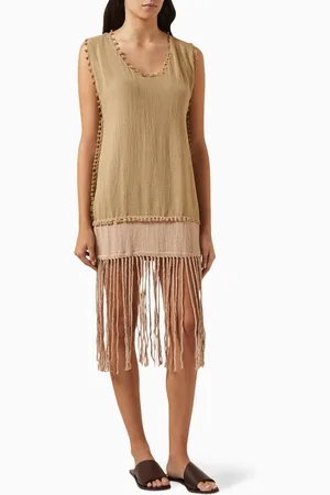 Caravana Wari Fringed Mini Dress in Cotton-gauze