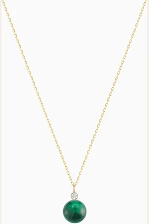 Mateo New York Malachite & Diamond Dot Necklace in 14kt Gold