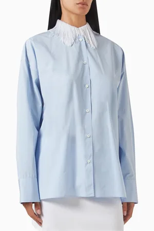 Prada Fringed-collar Shirt in Cotton