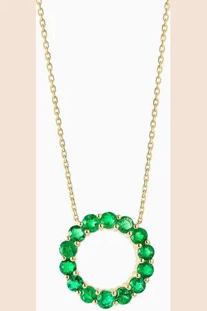 Fergus James Circular Emerald Pendant Necklace in 18kt Gold