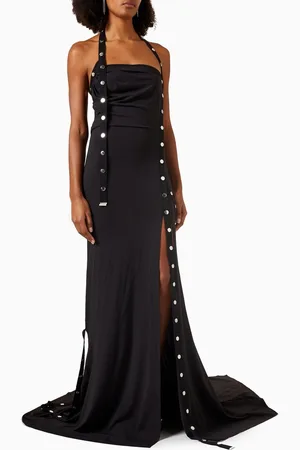 The Attico Metal Button Maxi Dress in Stretch-jersey