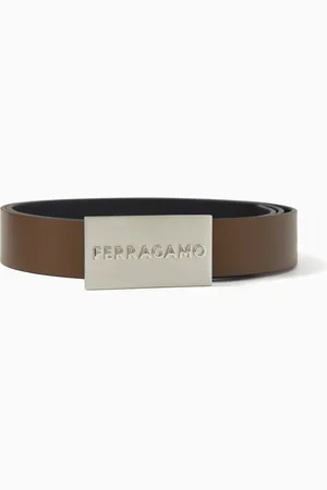 Salvatore Ferragamo Logo Buckle Reversible Belt in Calf Leather