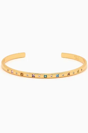TAI Jewelry Multi-coloured Cuff Bracelet in Gold-plated Brass