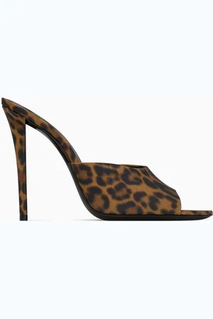 Saint Laurent Goldie Leopard1 110 Slip-on Mules in Grosgrain