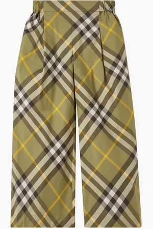 Burberry Wide-leg Check Trousers in Cotton