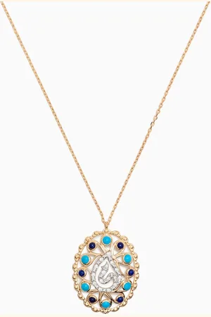 Damas Ummi Necklace with Diamonds, Turquoise & Lapis Lazuli in 18kt Gold