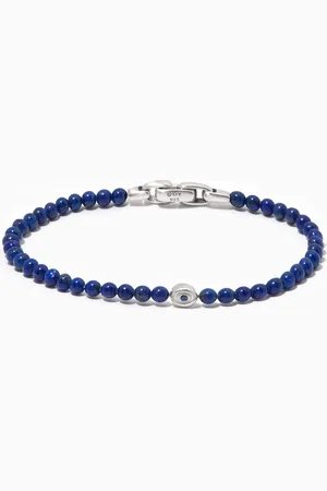 David Yurman Spiritual Beads Evil Eye Lapis & Sapphire Bracelet in Sterling Silver