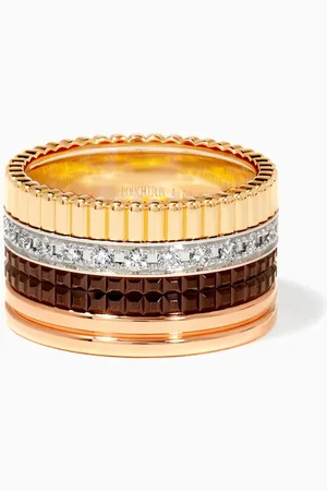 Boucheron Yellow, White & Rose- Diamond Pavé Large Quatre Ring