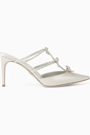 RENE CAOVILLA Caterina 80 Bow Mules in Satin
