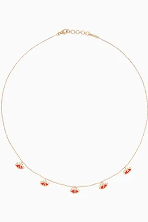 BIL ARABI Gold & Red-Enamel Eye Charm Necklace