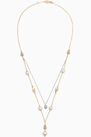 Damas Kiku Freshwater Pearl Layered Necklace in 18kt Gold