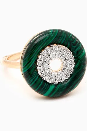 Mateo New York Donut Malachite & Diamond Ring in 14kt Gold