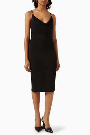 VERSACE Medusa Opaque Midi Dress in Jersey