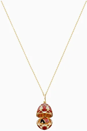Faberge Heritage Diamond & Guilloché Ladybird Locket Necklace in 18kt Gold