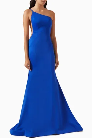 JOVANI One-shoulder Train Maxi Dress in Jersey