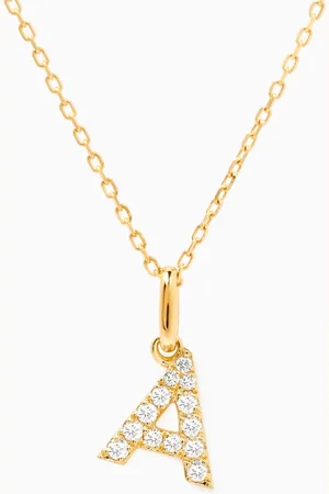 Fergus James A Letter Diamond Necklace in 18kt Gold