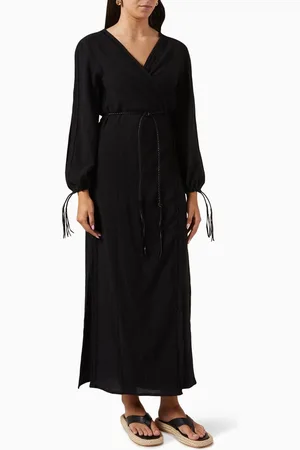 Caravana Cahkiy Maxi Wrap Dress in Cotton-jute