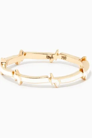 BIL ARABI Mina Alef Letter Enamel Ring in 18kt Gold