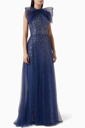 GEMY MAALOUF Bow Halter-neck Embellished Maxi Dress