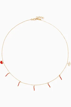 BIL ARABI Mina "Alef" Enamel Necklace in 18kt Gold