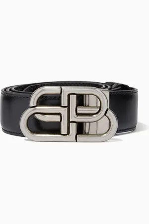Balenciaga BB Reversible Belt in Shiny Box & Croc-embossed Calfskin