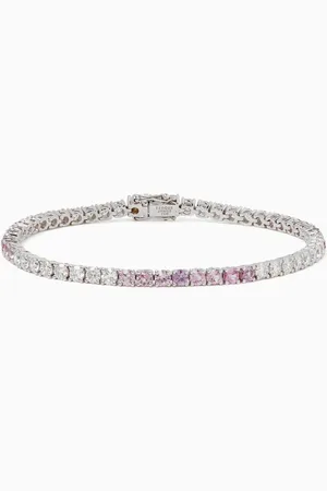 Fergus James Diamond & Sapphire Tennis Bracelet in 18kt White Gold