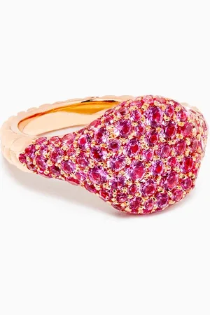 David Yurman Mini Chevron Pinky Ring with Pavé Pink Sapphires in 18kt