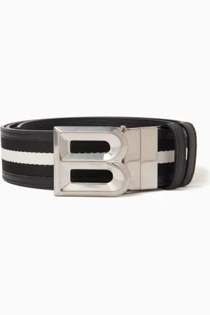 Bally B-bold Reversible Belt in Leather & Canvas
