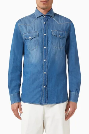 Brunello Cucinelli Classic Collar Shirt in Denim