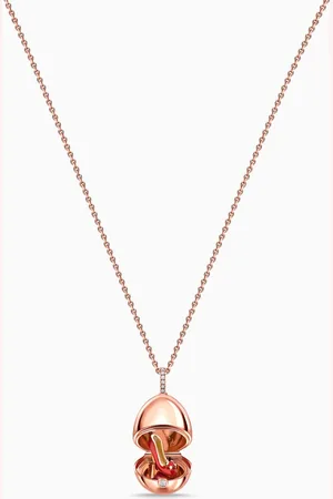 Faberge Essence Diamond Shoe Locket Necklace in 18kt Rose Gold