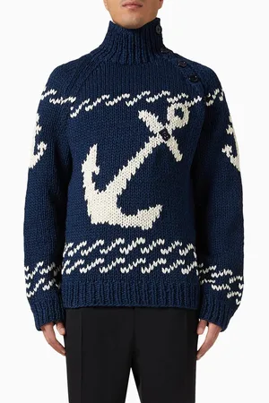Dolce & Gabbana Marina-print Turtleneck Sweater in Cotton Knit