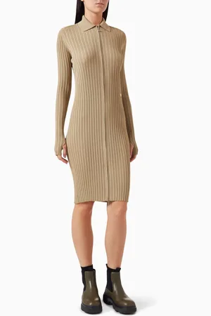 Burberry Rib Knit Midi Dress in Nylon Blend
