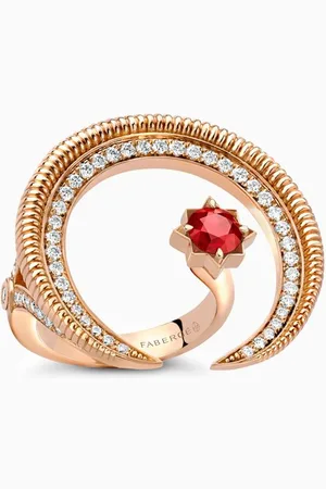 Faberge Colours Of Love Hilal Crescent Ruby & Diamond Ring in in 18kt Rose Gold