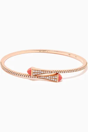 Marli Cleo Pink Coral Diamond Slip-on Bracelet in 18kt
