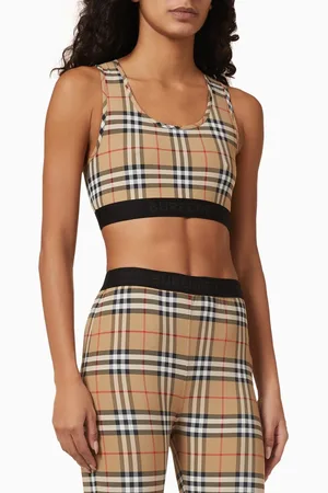 Burberry Dalby Logo Vintage Check Bra Top in Stretch-jersey
