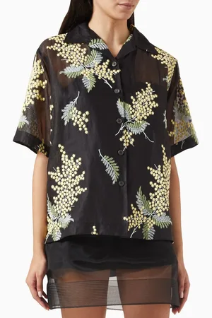 Prada Floral Embroidered Shirt in Silk-organza