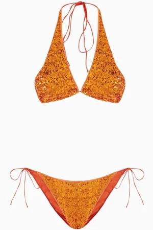 Oseree Paillettes Crossed Sequin-embellished Bikini Set