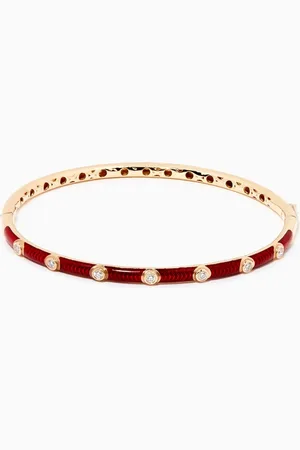 Nass Enamel Diamond Crusted Bangle in 14kt Yellow Gold