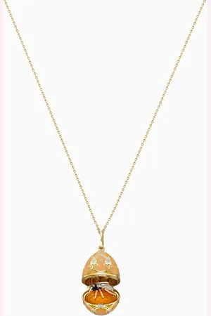 Faberge Heritage Diamond & Guilloché Bee Locket Necklace in 18kt Gold