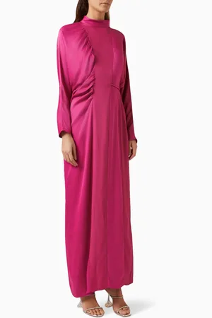 BAQA Draped Maxi Dress in Satin