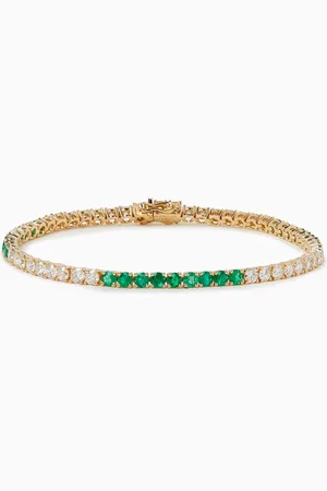 Fergus James Diamond & Emerald Tennis Bracelet in 18kt Yellow Gold
