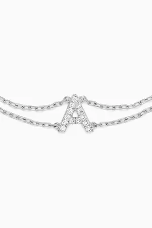 Fergus James Letter "A" Diamond Bracelet in 18kt White Gold