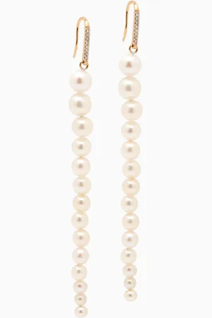 Mateo New York Graduated Pearl Dangler Earrings in 14kt Gold