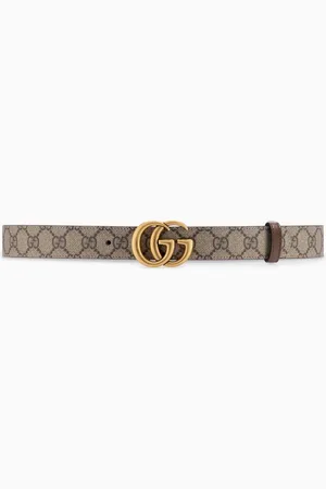 Gucci GG Marmont Reversible Belt in GG Supreme Canvas & Leather
