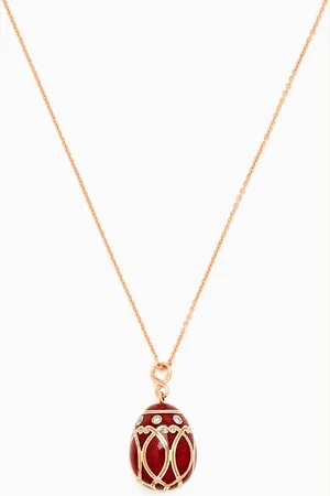 Faberge Heritage Palais Diamond & Guilloché Egg Necklace in 18kt Rose Gold