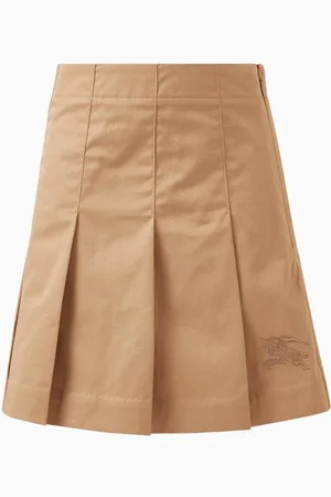 Burberry EKD Pleated Skirt in Cotton Twill