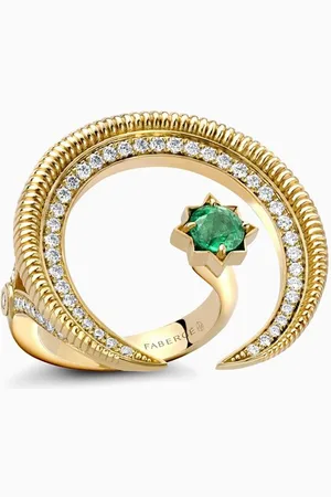 Faberge Colours of Love Hilal Diamond & Emerald Ring in 18kt Gold